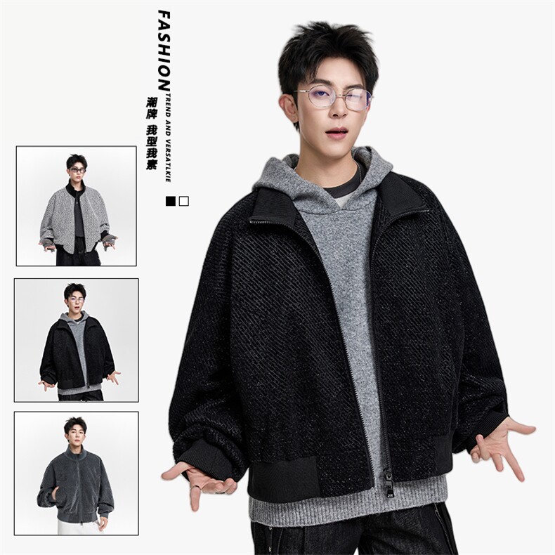 得物二开美式潮街头设计感假两件夹克外套男2025秋季JK1221-P88,男装夹克,星座1103-3