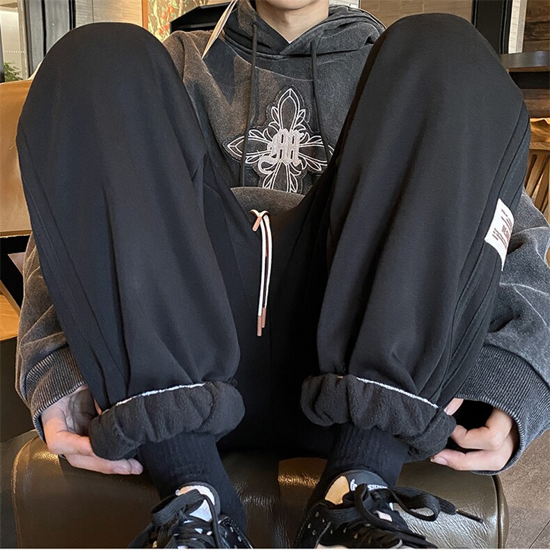 加绒加厚休闲运动卫裤男美式针织束脚裤715-6-BX12P55（控78）,男装休闲裤,星座715-6