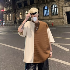 华夫格夏季男潮流宽松服潮牌学生短袖T恤五分袖半袖T恤3043P33，男装T恤，星座410-2