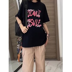 纯棉220g白色T恤短袖夏季薄款潮流美式高街宽松百搭情侣五分袖，男装T恤，星座516A