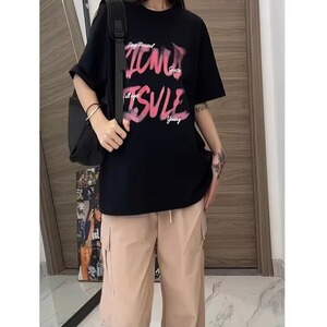 纯棉220g白色T恤短袖夏季薄款潮流美式高街宽松百搭情侣五分袖图片