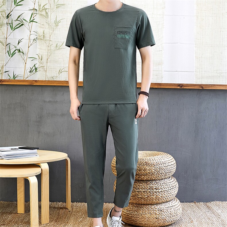 夏天套装男夏季帅气短袖t恤宽松潮流休闲中国风一套衣服TZ67-P45,男装T恤,星座509