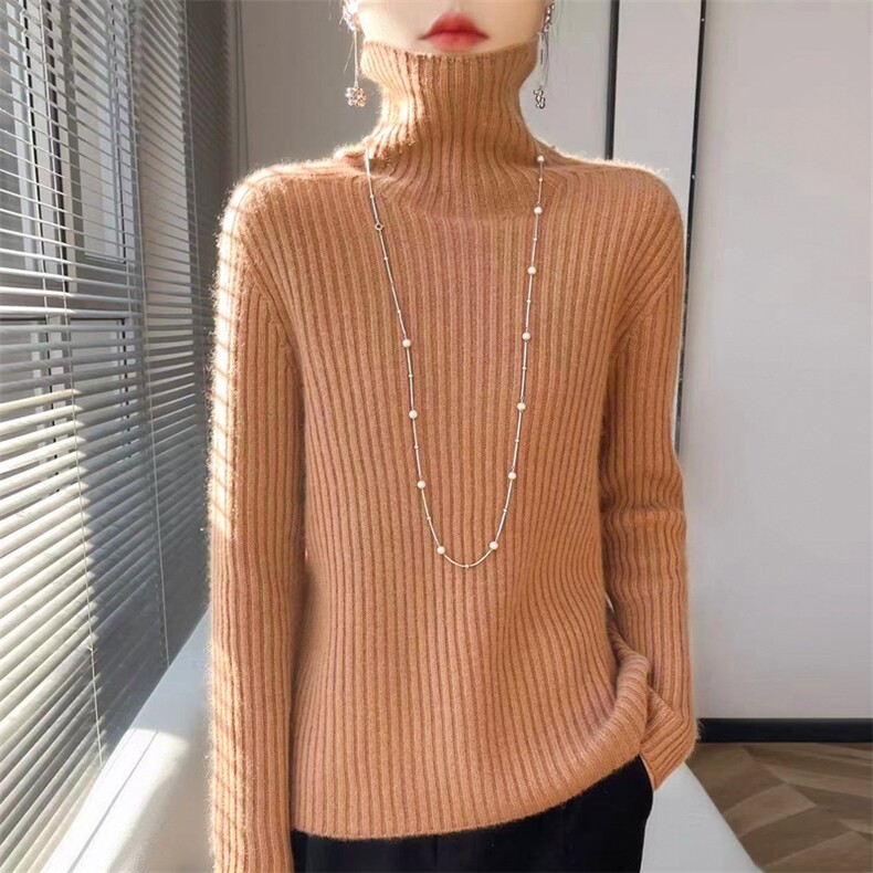 加厚高领羊毛衫女宽松套头毛衣大码秋冬新款针织打底衫,针织衫/毛衣,贵皇网供仓