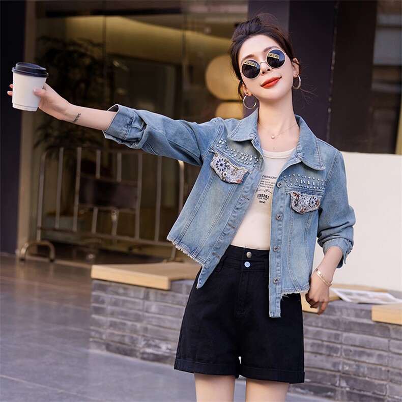 2024年春季新款时尚潮流牛仔外套，女装牛仔外套，依曼迪