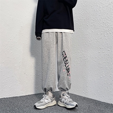 现货四季款男装宽松休闲印花运动裤港风抽绳松紧腰卫裤DM79-P45，男装休闲裤，电商D321-1