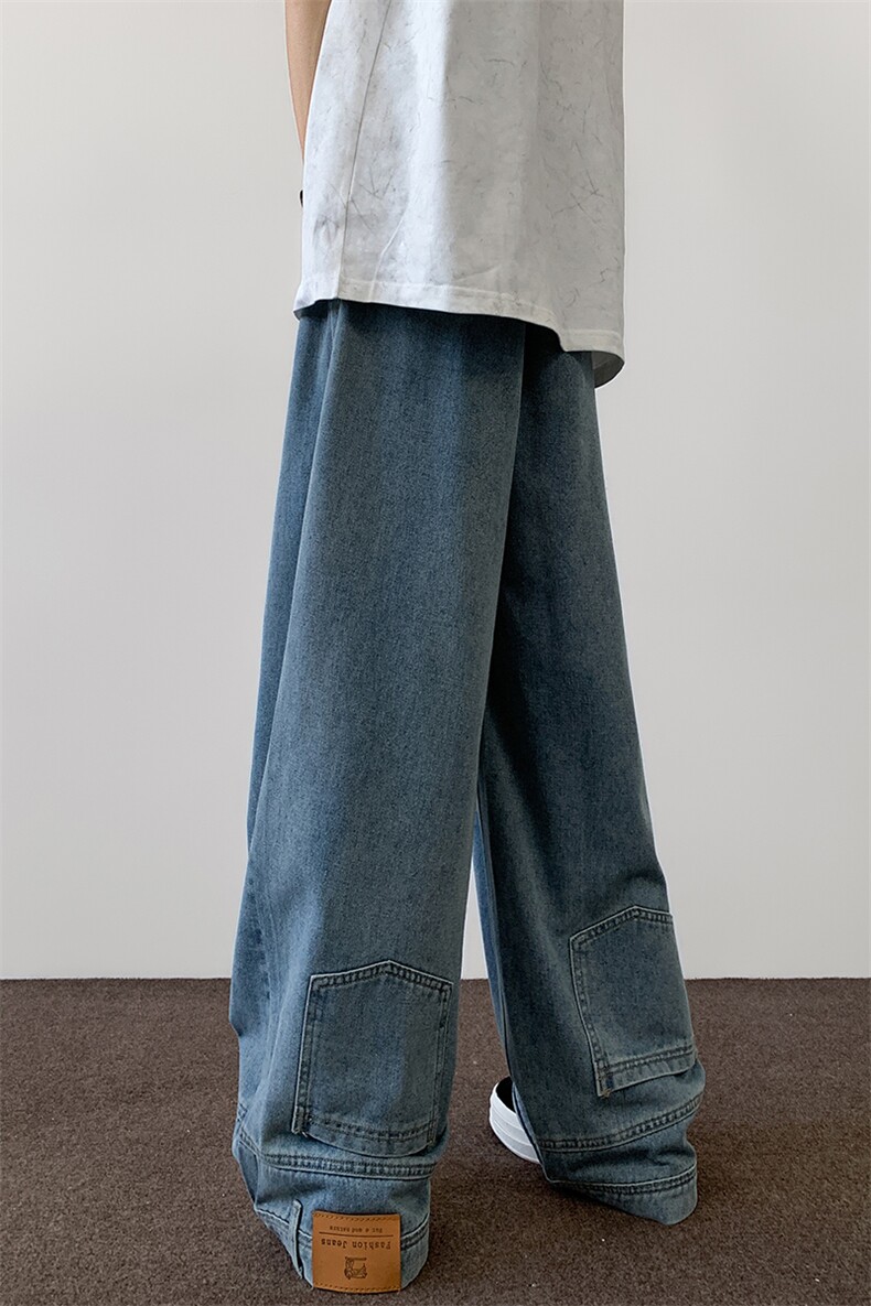 8XL-M特大码牛仔裤男美式高街裤子欧美复古倒装牛仔裤小众K968P50,男装牛仔裤,电商D206-1