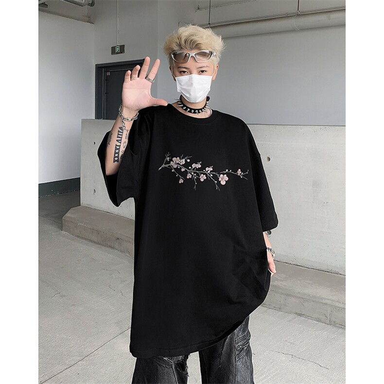 2025夏季新款美古潮流休闲上衣T恤新中式印花纯棉短袖男T2518-P28,男装T恤,电商B295