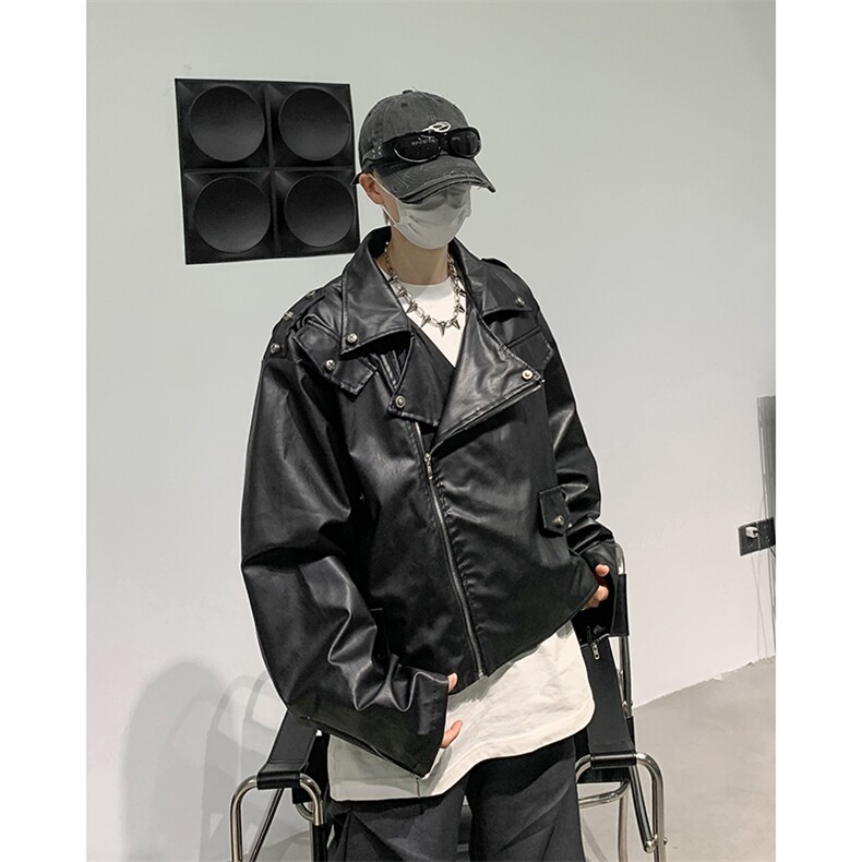 高街机车皮衣男士韩版潮流痞子帅气宽松2024秋冬ins外套W6027-P82,男装皮衣,星座412-2