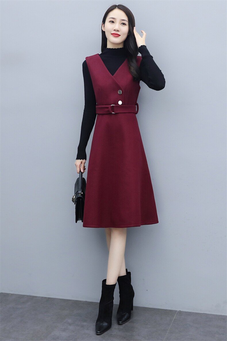 2021春秋款款小香风个性减龄连衣裙长袖纯色雅显瘦两件套,女装套装/套裙,瑶迪依秀