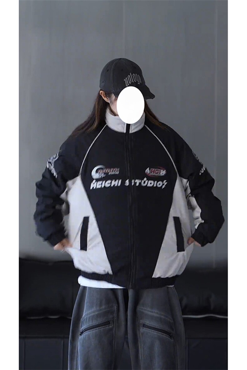 抖音视频截图只展示大货印花立领机车潮牌棉服77950特P85,男装棉衣,星座226-2