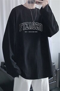 纯棉长袖t恤男士秋季上衣宽松潮流印花打底衫NQY628TP25控38，男装T恤，电商A102-1