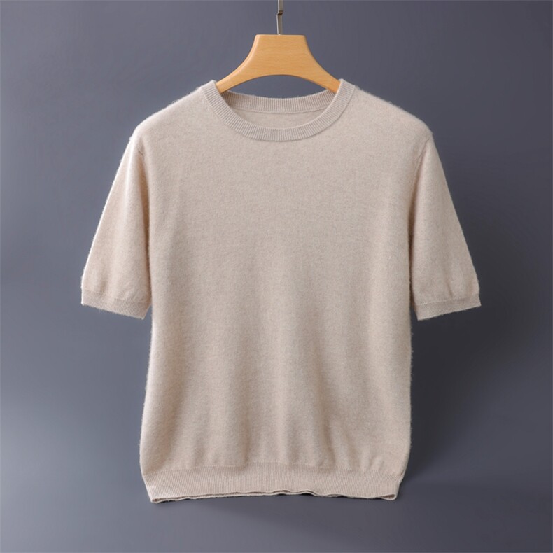 秋冬季新款舒适时尚百搭12针圆领短袖男士衫，男装羊绒套衫，伊绒腾羊绒