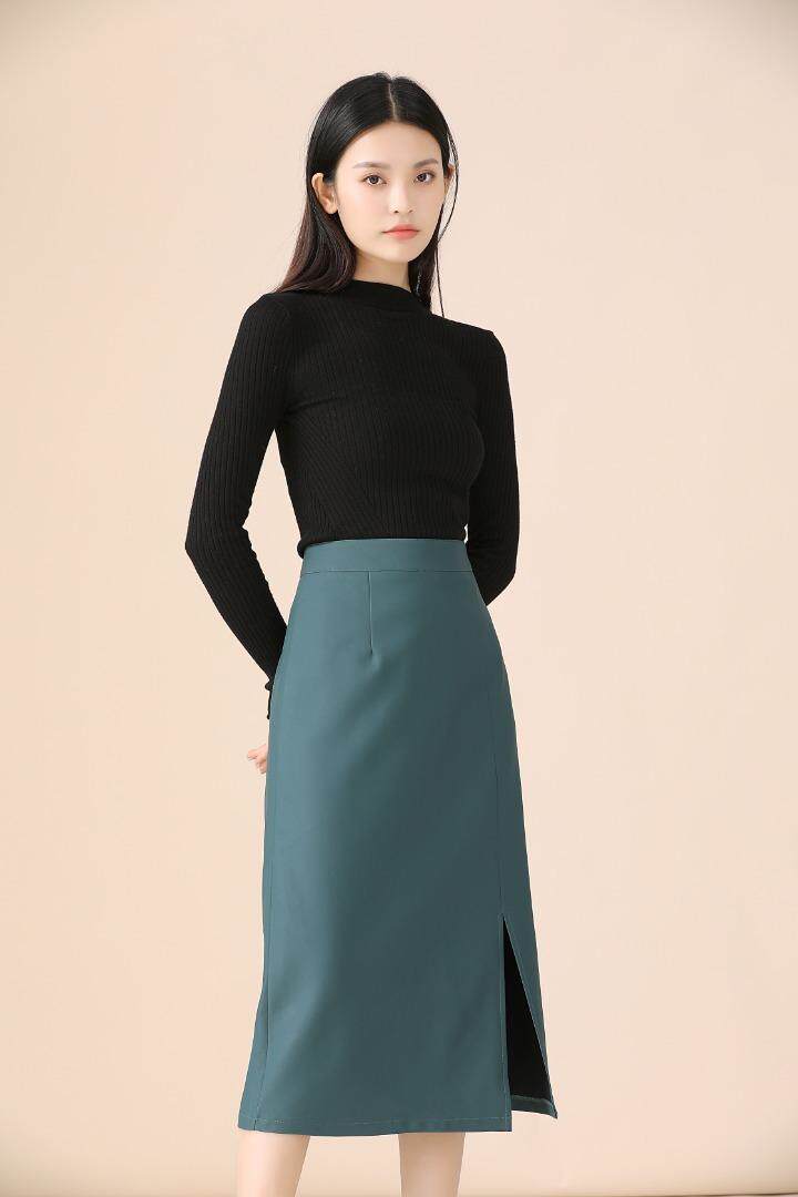 秋冬新款现货，白搭显瘦好贵中长版皮半裙 26/30尺码，女装半身裙，艺尚丽人