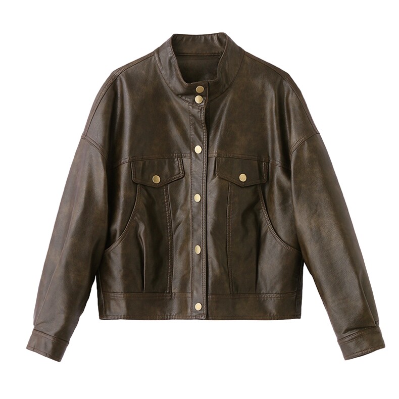 【现货】春装新品皮衣外套女宽松减龄皮夹克2505-1C115-P125-K188,女装皮衣,吾爱衣