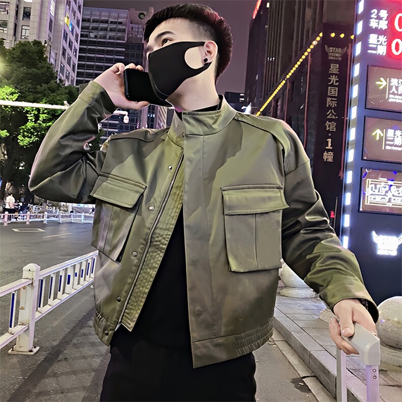JK21/P118控158春季工装机能风大口袋潮流夹克外套男军绿首1，男装夹克，星座305B
