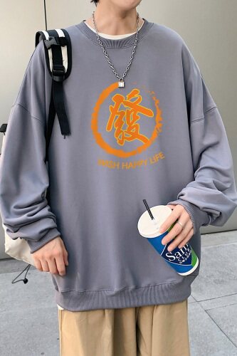 秋冬套头圆领卫衣男港风中性风大码宽松外套百搭1016-1 WY092 P28图片