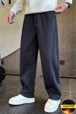 加绒加厚裤子男冬季2025新款宽松直筒男士弯刀裤A313-18065-P68，男装卫衣，电商A313