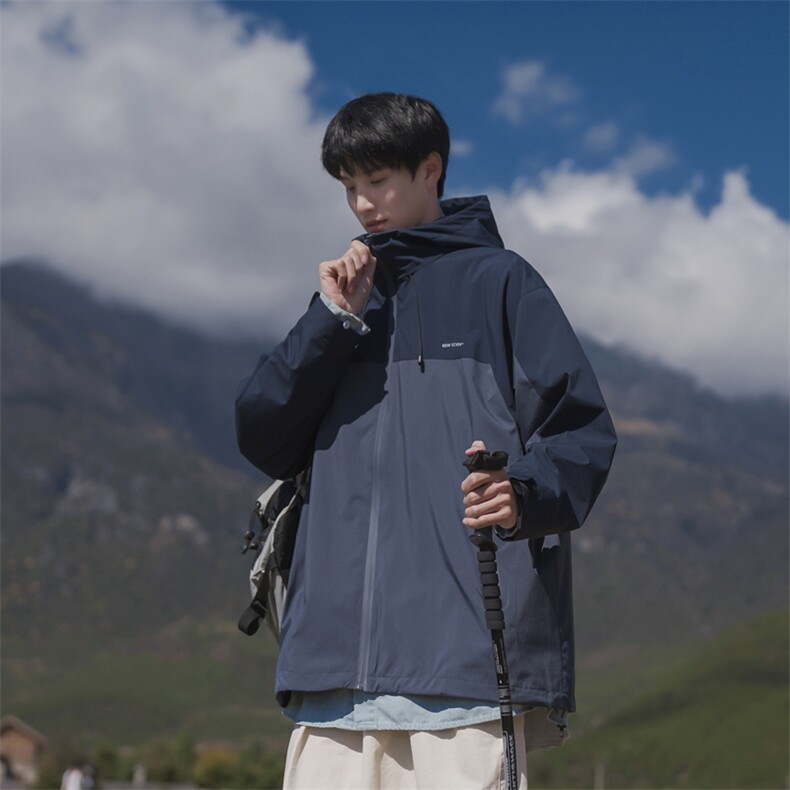 连帽防水拼接撞色夹克外套B225-YHW8459-P100-X128,男装夹克,电商B225