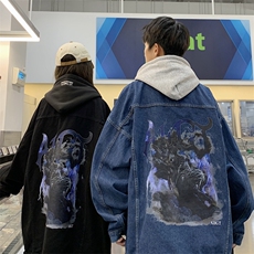 秋冬季港风情侣大码连帽印花夹克外套帽子可拆卸JK830-P88118，男装夹克，星座912-1（原星座914-5）
