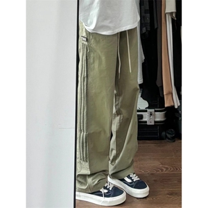 有货 卡其色三条杠速干工装裤男款美式条纹运动裤子WWKZ11-P43图片