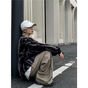 针织男韩版潮流拼色条纹帅百搭2024冬季新款ins毛衣外套MZ281-P55图片