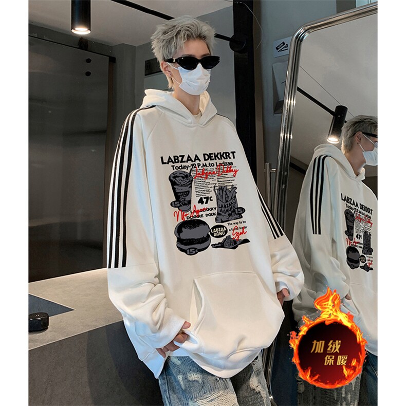 抖音得物供货提供视频秋冬重磅美式宽松织带连帽卫衣0425,男装卫衣,电商A486