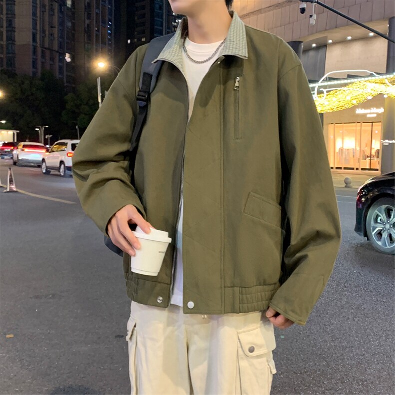 2025秋季新款现货光影墙风撞色立领宽松夹克男DSA157-1-J2528-P93,男装夹克,电商A157-1