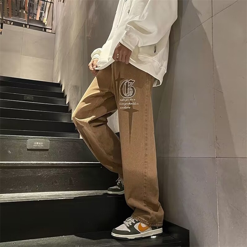 oversize裤子美式复古牛仔裤男设计感小众潮牌新款裤子N3450-p47,男装牛仔裤,星座1008-1