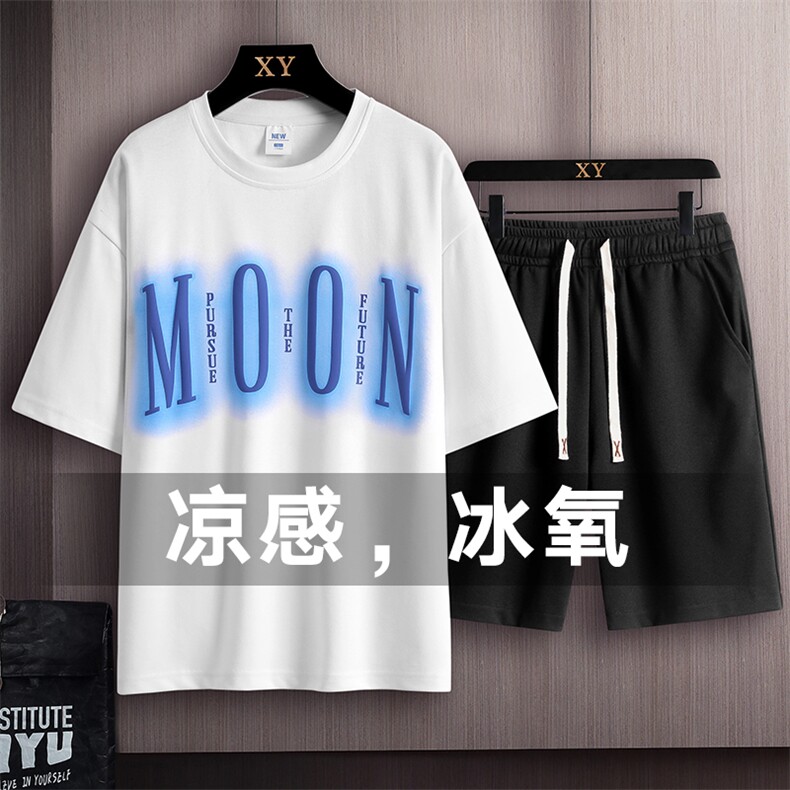 夏季运动套装木板挂拍休闲百搭时尚短套装CK2411+TC3132-P51控89，男装休闲套装，星座717