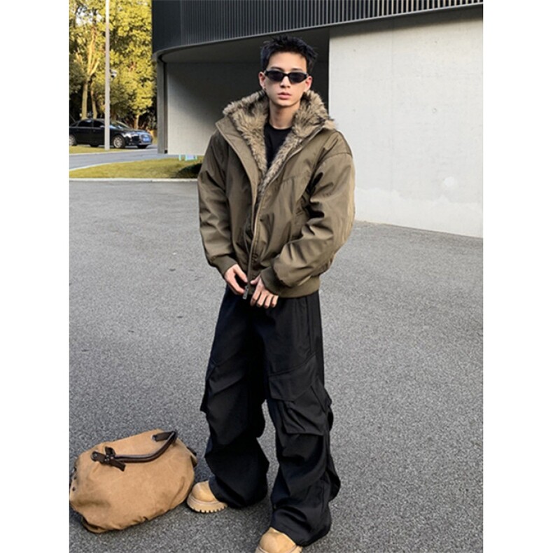美式解构夹克男女棉服冬季加厚保暖座山雕毛领棉衣外套M6026,男装夹克,星座1116A（原606A-3）