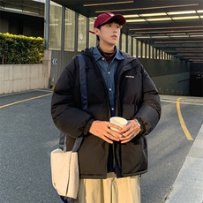 情侣连帽棉衣男宽松男士棉袄字母印花棉服冬季潮A266-WT09-P65，男装棉衣，电商A266