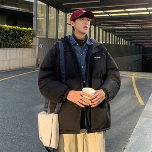 情侣连帽棉衣男宽松男士棉袄字母印花棉服冬季潮A266-WT09-P65图片