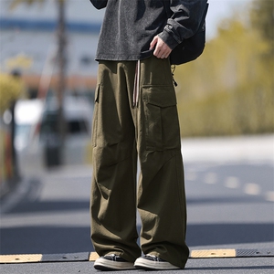 秋季纯棉多口袋潮流大码宽松休闲拖地工装裤男K5984-特P60控108图片