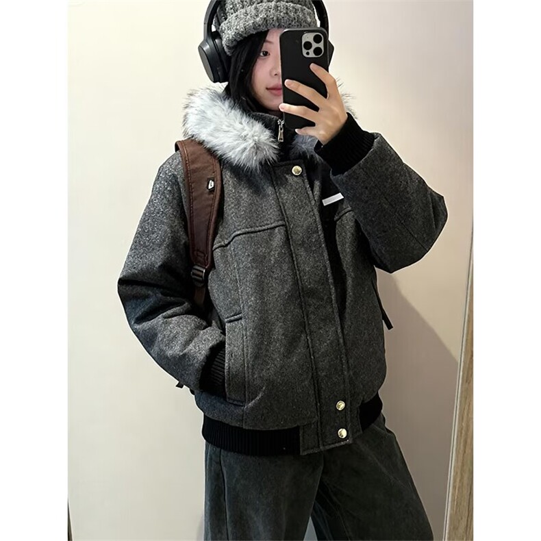 网图现货美式宽松大毛领呢子夹棉加厚棉服MY2259/特P105,男装棉衣,星座205-3