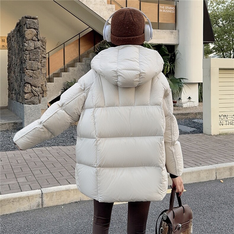 现货新标90白鸭绒2025年冬季厚款休闲风中长款保暖,女装羽绒服,琦鑫阁（原依鑫阁）
