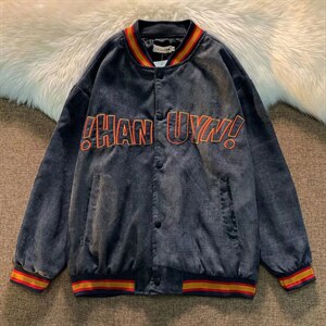 潮流夹克潮男春刺绣撞色棒球服外套夹克W95P46