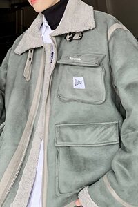 【】A003-HJ5052-P130秋冬新款皮毛一体机械棉衣外套 港仔图片