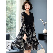 2023春季新款连衣裙花色舒适高腰显瘦潮流简约时尚，女装连衣裙，丽影随形