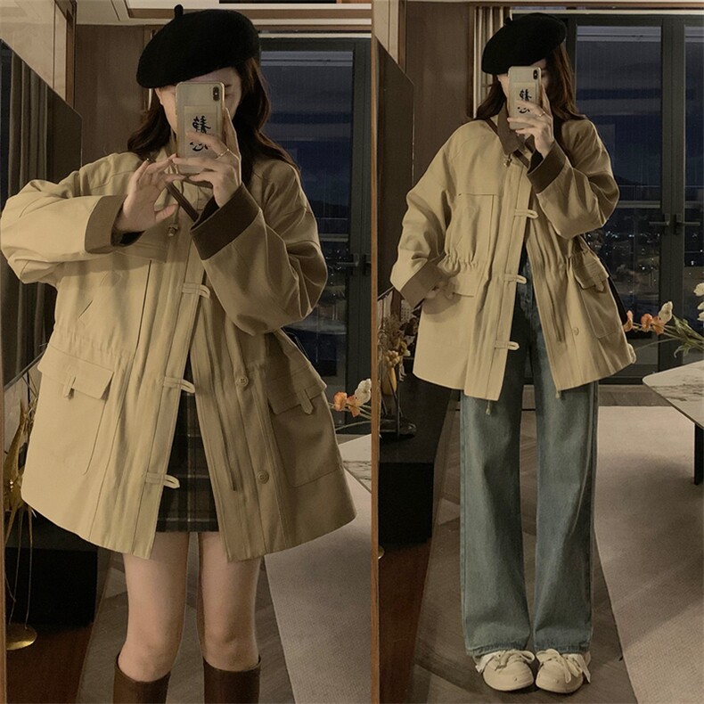 奶咖色风衣女新款小个子宽松显瘦英伦风短款外套C802-P105，男装风衣，星座911-2(原星座613-2）