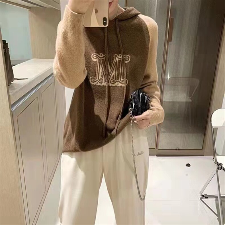 秋季新款舒适显瘦时尚百搭包芯纱连帽衫,针织衫/毛衣,恒恩羊绒