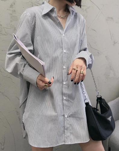 SGH2090洋气立领后开叉条纹衬衫,女装衬衫,L·H·X