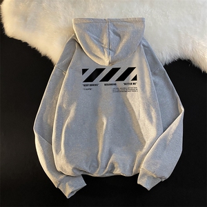 WY2128-P35 加绒款-P40 纯棉连帽卫衣男大码运动帽衫宽松薄外套男图片