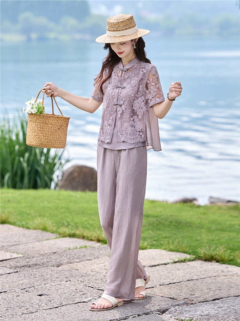 2026年夏季中年装妈妈装气质潮大码新款两件套装,女装套装/套裙,艾仟回(原伊仟回)