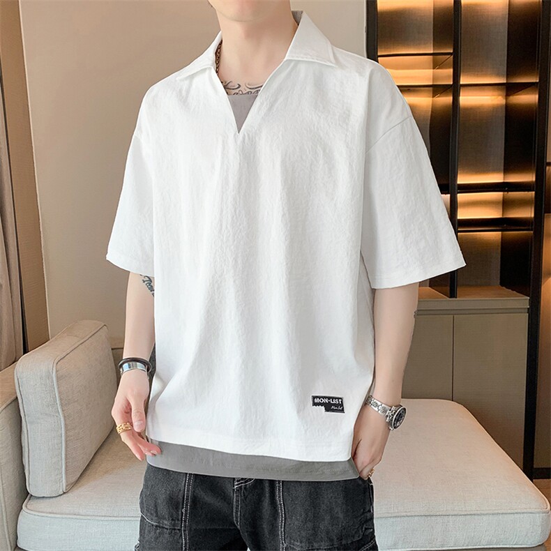 冰氧仿棉短袖店主风体恤休闲百搭纯色POLO衫男上衣TC3143-P35,男装Polo衫,星座717