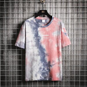 爆款主推703-T186-P32夏季男士大码扎染印花T恤大码