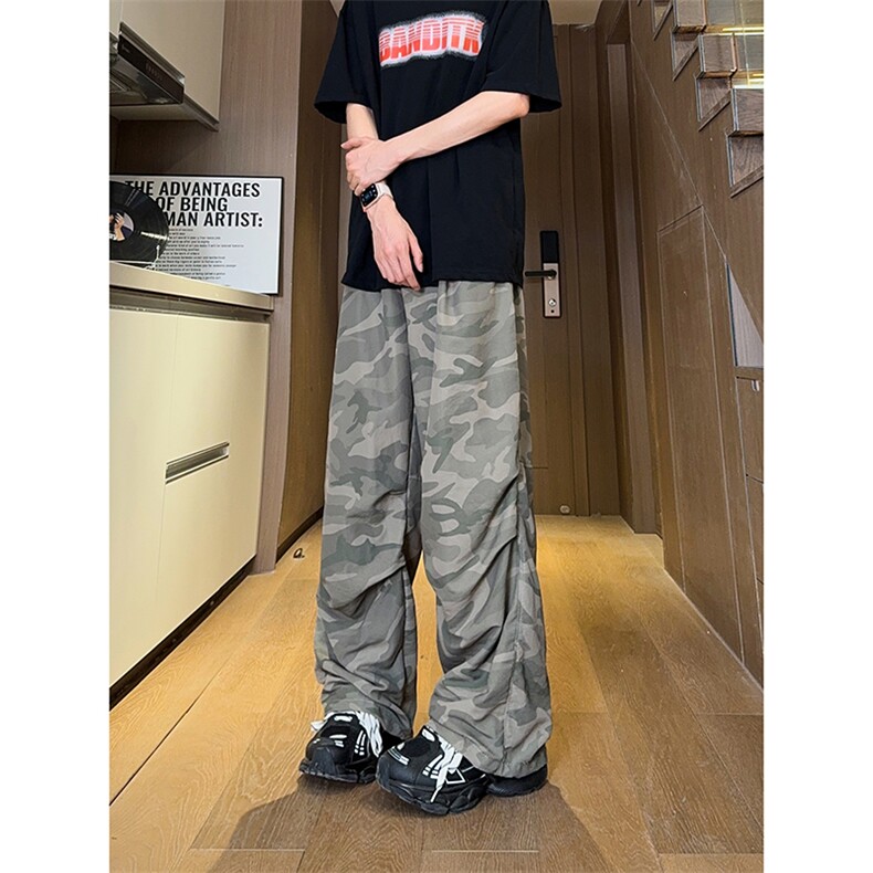 现货早秋伞兵裤子潮牌宽松阔腿登山工装休闲长裤男K651-P45控68，男装休闲裤，星座1505