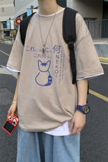 2024新款短袖200克精梳棉纯棉t恤宽松短袖A161-T17-P25，男装T恤，电商A161-2