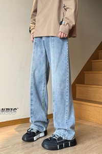 潮流宽松简单百搭牛仔裤男女 美式高街直筒休闲裤NK108/P48图片