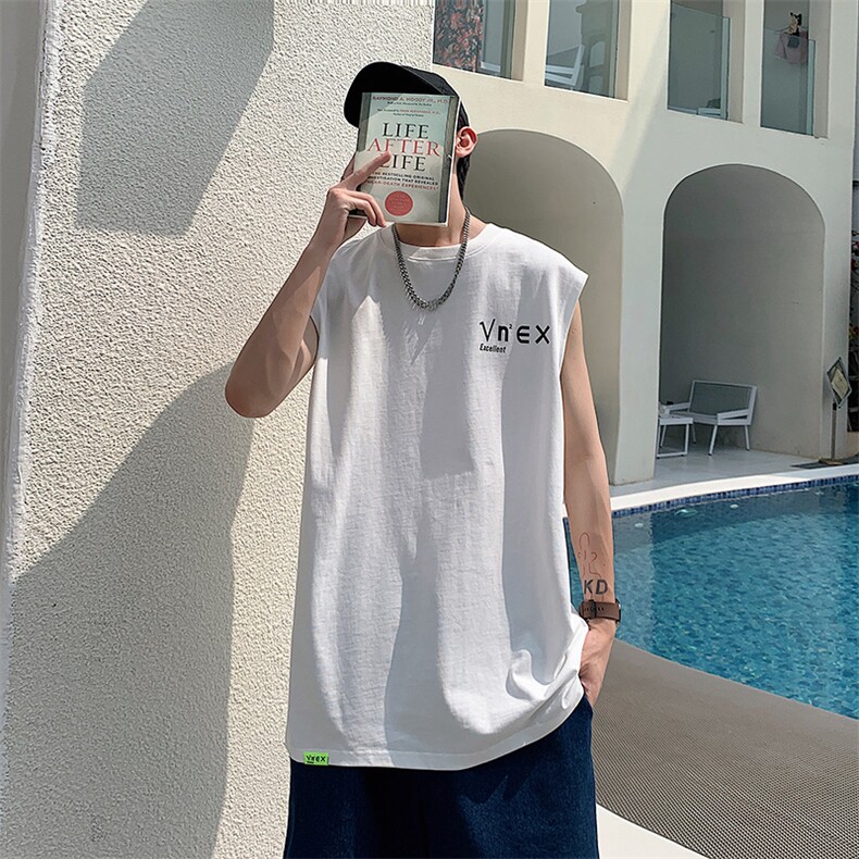 夏季港风t恤男宽松大码纯棉运动背心坎肩潮牌无袖BX007P25,男装背心/马甲,星座1204-3