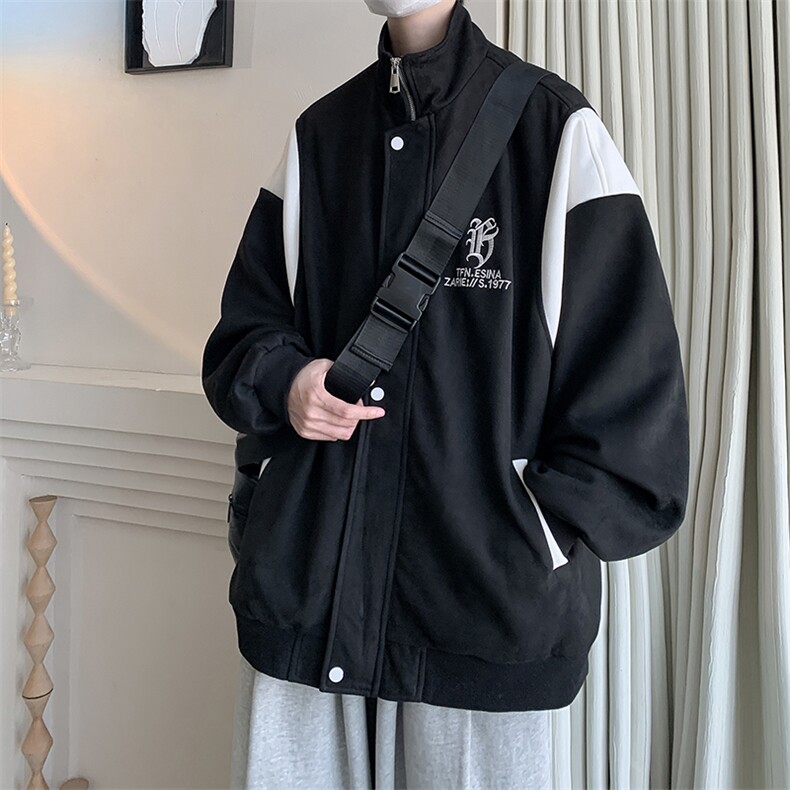 特P76控12824/秋季重磅鹿皮绒美式刺绣翻领夹克外套JK2309,男装夹克,电商B370